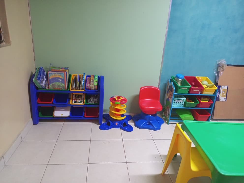 Bookshelf and learning materials